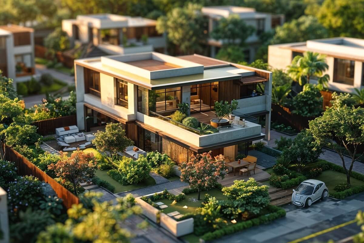 Independent villa with a landscaped garden